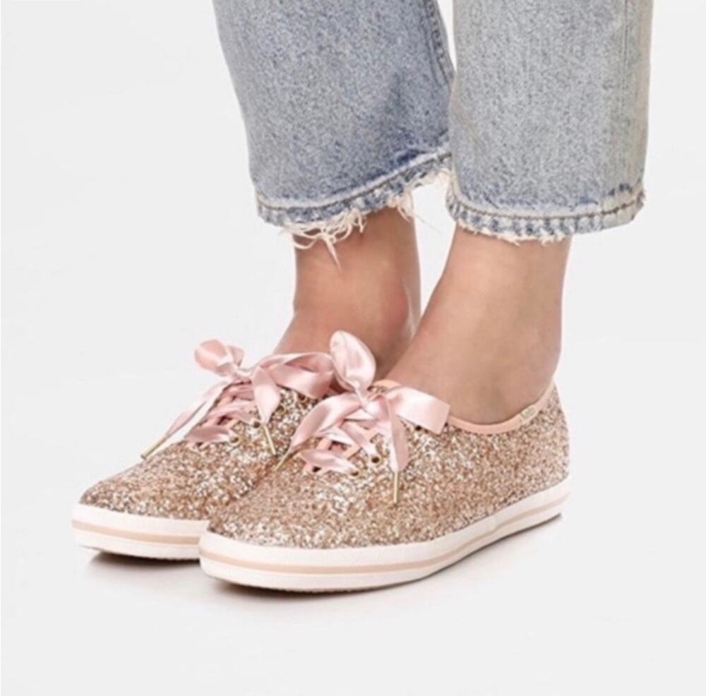 Keds x Kate Spade Rose Gold Glitter Sneakers Size 7 Never Worn